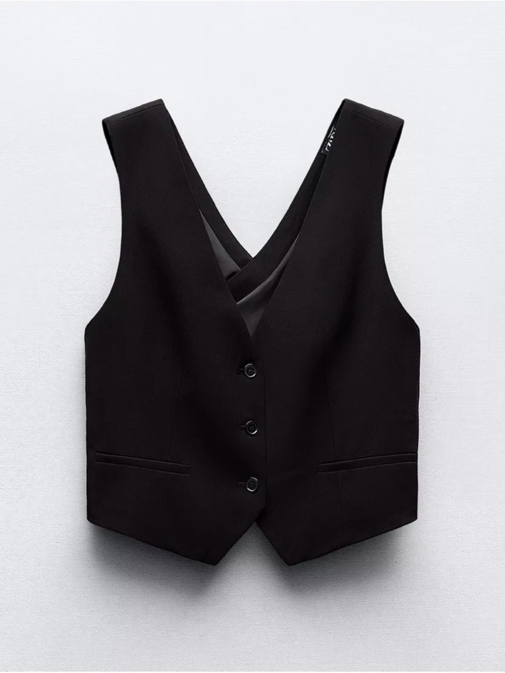 Zara Black Button-Front Vest